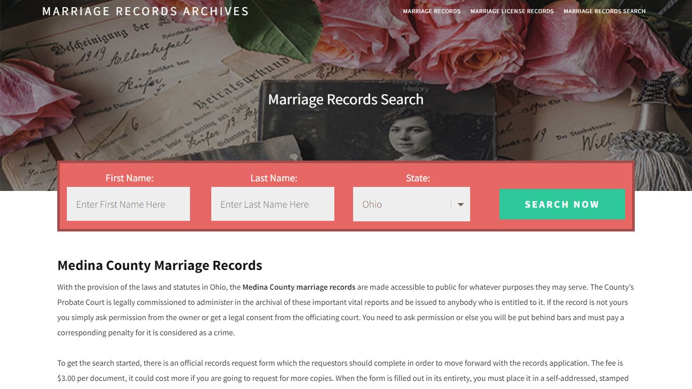 Medina County Marriage Records | Enter Name and Search ...